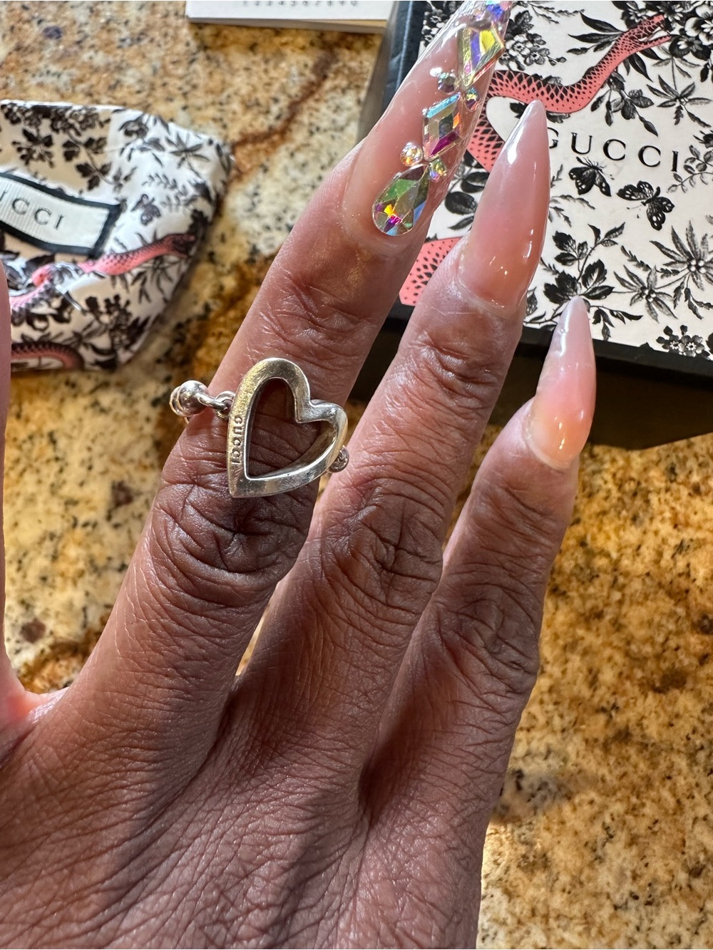 Gucci Silver Open Heart Ring
